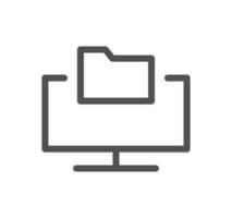 Monitor icon outline and linear vector. vector