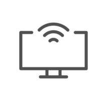 Monitor icon outline and linear vector. vector