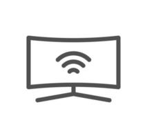 Monitor icon outline and linear vector. vector