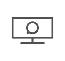 Monitor icon outline and linear vector. vector