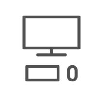 Monitor icon outline and linear vector. vector