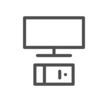 Monitor icon outline and linear vector. vector