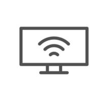 Monitor icon outline and linear vector. vector