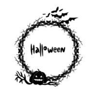 marco de halloween con calabaza y murciélagos. impresionante diseño ilustración vectorial para decorar invitaciones. vector