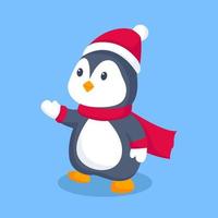 ejemplo lindo del diseño del personaje del pingüino de la navidad vector