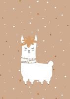 Baby illustration with llama in brown, beige colours. Vector children's illustration for textiles, clothing prints