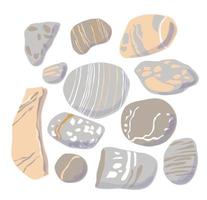 stone set cartoon. Stones and rocks in flat style. Cobblestones of various shapes. Vector Illustration