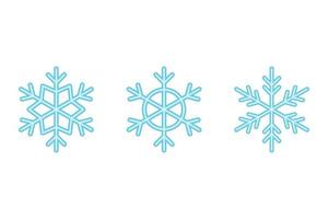 conjunto de tres copos de nieve simples. ilustración vectorial vector