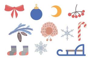 A set of simple winter illustrations. vector illustration