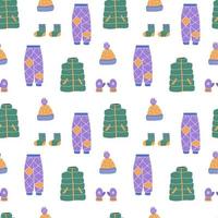 Seamless pattern with winter sportswear. vector illustration