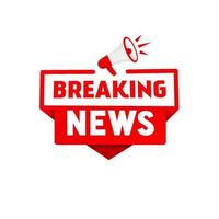 Vector illustration breaking news vector icon with megaphone. Flat style design template.