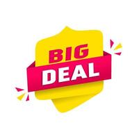 Big deal banner, design template. Sale label. Flat style vector illustration.