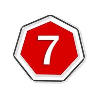 Number 7, badge, icon design. Modern vector illustration.