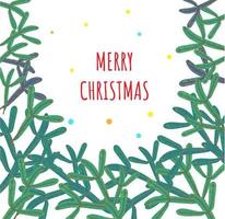 Christmas Background with Fir Branches and Handwriting Lettering. Vector Illustration