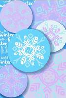 vector circles of snowflakes paper cut out art style for winter background design or christmas greeting card