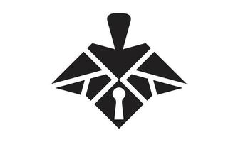 Security logo design with the combination of A letter logo and the key forms vector
