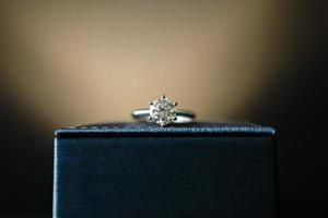 wedding diamond ring on jewelry box photo