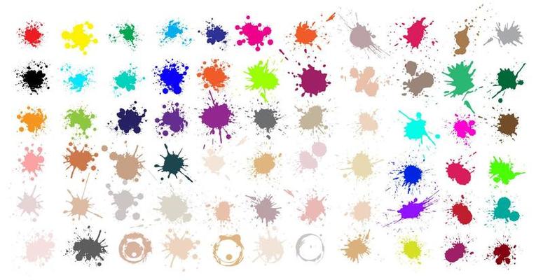 Color ink splashes. Grunge splatters. Abstract background. Grunge text banners