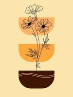 Hand drawn flat design boho wall art flower vector