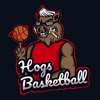 hog playing basketball esport logo mascot design vector