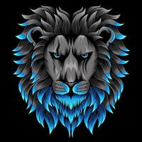 lion head illustration in neon color style vector