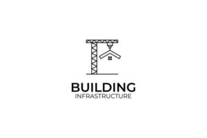 Creative crane with building logo design vector template illustration