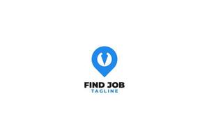 Flat pin job logo design vector template illustration