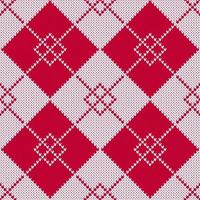 Red and white argyle Christmas sweater seamless pattern. vector