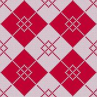 Red and white argyle Christmas sweater seamless pattern. vector