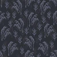 Seamless pattern with dry grass branches in line art style. Vector illustration.