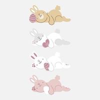 happy easter festival with animal pet bunny rabbit and egg, pastel color, flat vector illustration cartoon character