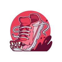 zapatilla con ilustración de vector de dientes grandes. deporte, divertido, concepto de diseño de marca.