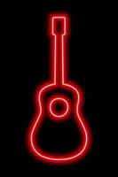 Simple red neon guitar silhouette on a black background vector