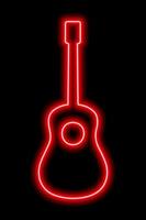 simple silueta de guitarra de neón rojo sobre un fondo negro vector