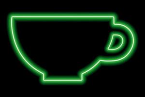 The shape of the cup, the neon green contour on a black background vector