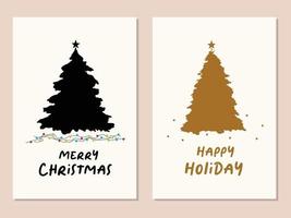 Merry Christmas and Happy New Year greeting cards. vector