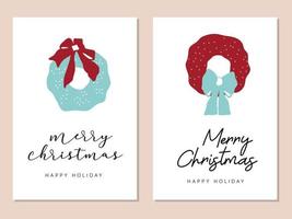 Merry Christmas and Happy New Year greeting cards. vector