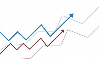 Financial chart with interweaving arrows going up on a white background vector