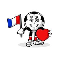 Mascot cartoon football love france flag design vector