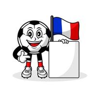 mascota, caricatura, fútbol, francia, bandera, con, bandera vector