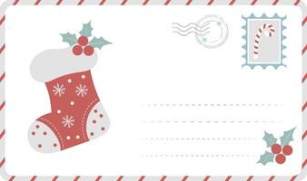 New Years envelope with Christmas sock vector