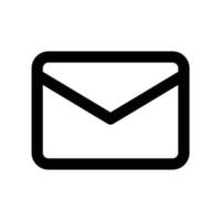 Email envelope icon to represent message or mail in black outline style vector