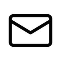 Email envelope icon to represent message or mail in black outline style vector