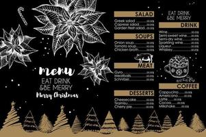 Christmas menu. Design template. Vector hand drawn illustration.