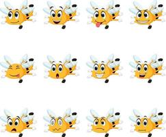 abeja con diferentes expresiones faciales vector