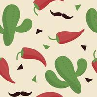 seamless pattern with cactus and chili peppers vector