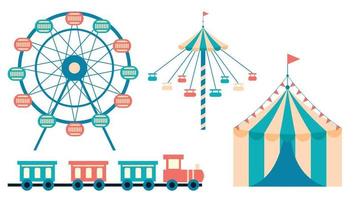 collection of elements entertainment park vector