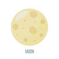 Full moon on a white background. Vector illustration in cartoon style for children. Icon of planet