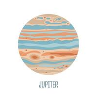 Júpiter. planeta del sistema solar sobre un fondo blanco. ilustración vectorial en estilo de dibujos animados para niños. icono del planeta vector