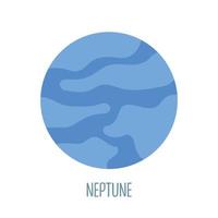 Neptune. Planet of the solar system on a white background. Vector illustration in cartoon style for children. Icon of the planet